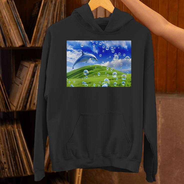 Frutiger Aero Dolphin Meadow Aesthetic Y2k 2000s Ironic Unisex Hoodie Frutiger Aero Dolphin Meadow Aesthetic Y2k 2000s Ironic Unisex Hoodie