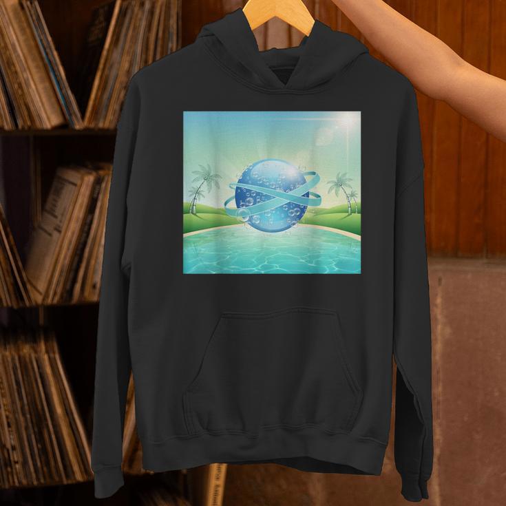 Frutiger Aero Y2k Aesthetic Palm Trees Cyber Beach World Unisex Hoodie