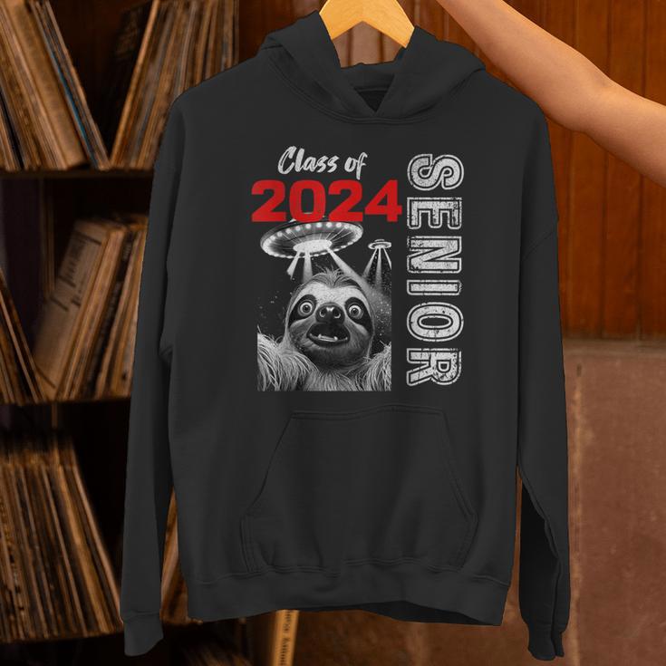 Fun Trendy UFO Sloth Graduation Class Of 2024 Senior Unisex Hoodie