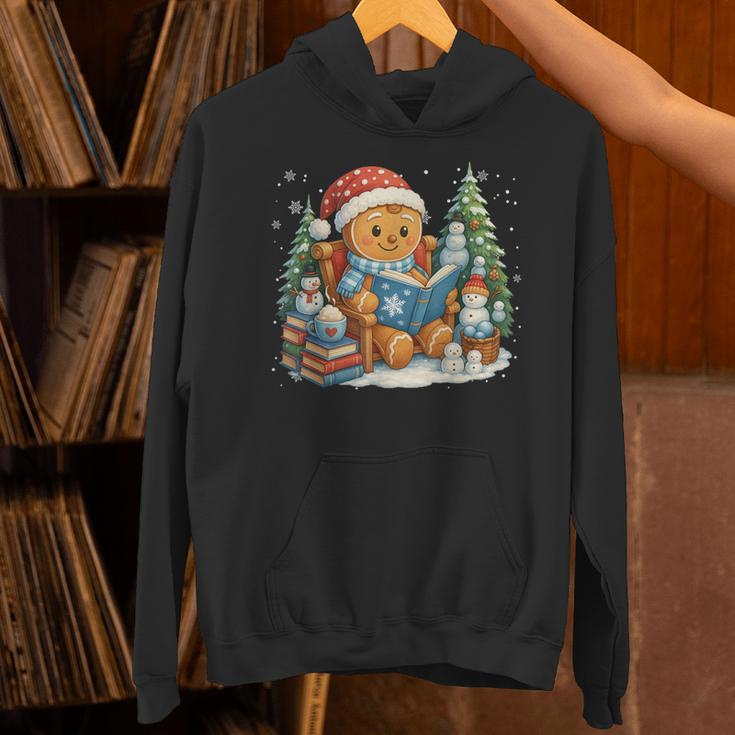 Gingerbread Reading Book Lovers Christmas Bookworm Librarian Unisex Hoodie