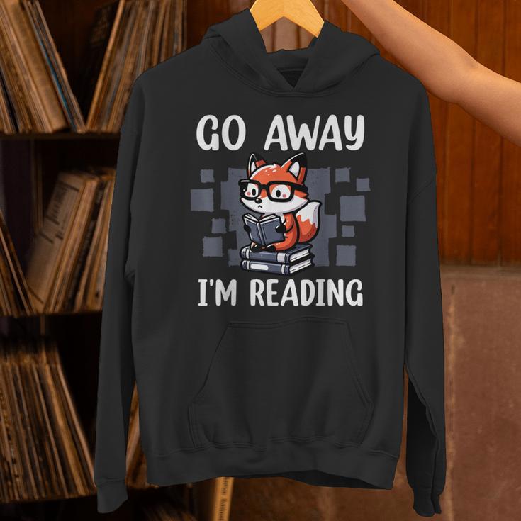 Go Away I'm Reading Book Reader Cute Fox Librarians Unisex Hoodie Go Away I'm Reading Book Reader Cute Fox Librarians Unisex Hoodie