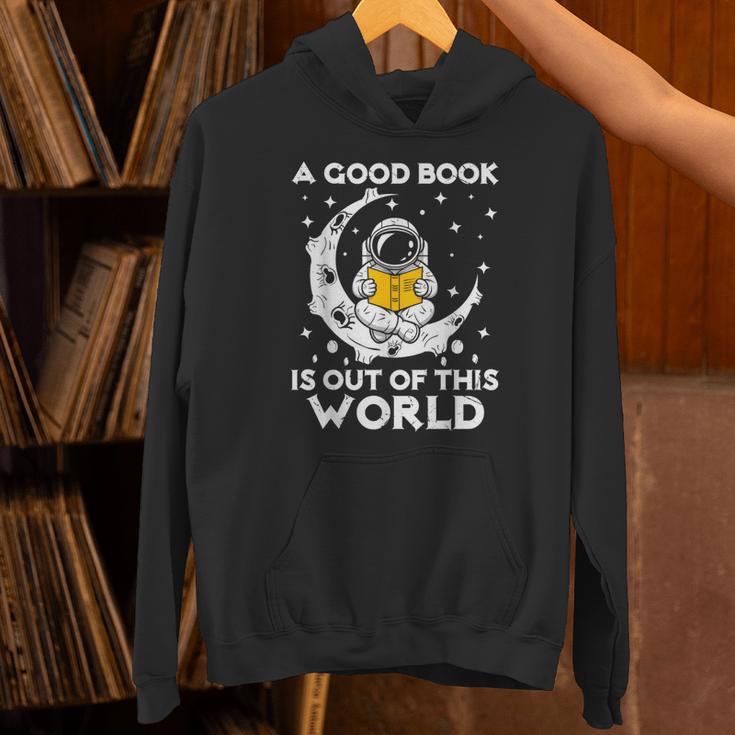 Good Book Is Out Of This World Astronaut Moon Space Reading Unisex Hoodie