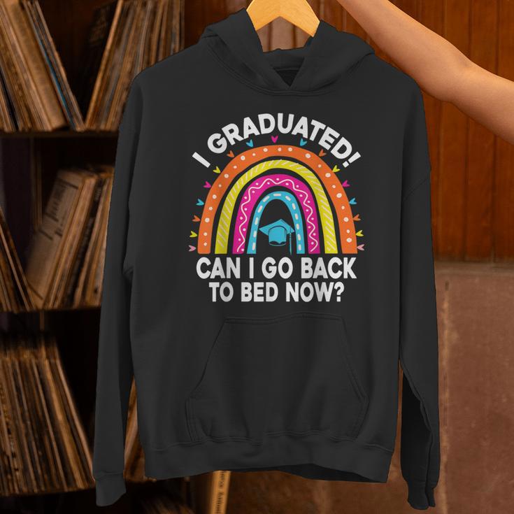 I Graduated Can I Go Back To Bed Now Graduation Hat Rainbow Unisex Hoodie