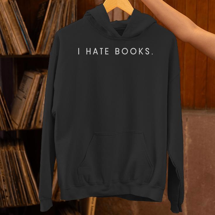 I Hate Books Minimalist Hater Saying Unisex Hoodie I Hate Books Minimalist Hater Saying Unisex Hoodie