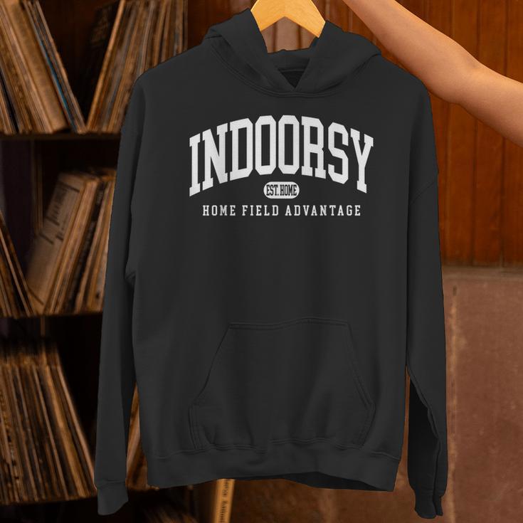 Indoorsy Vintage Varsity Style Introvert Unisex Hoodie
