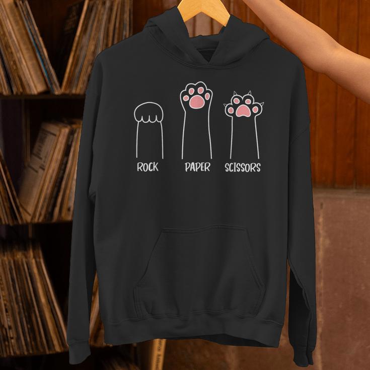 Introvert Cat Animal Rescue Pet Lover Apparel Rock Paper Scissors Hand Game Cute Paw Cat Unisex Hoodie