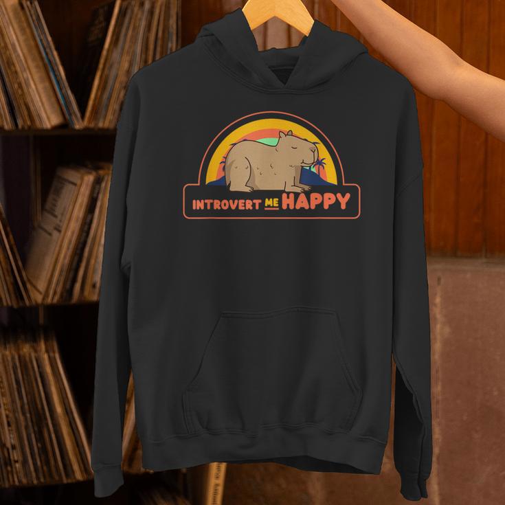 Introvert Me Happy Retro Sunset Capybara Tee Unisex Hoodie Introvert Me Happy Retro Sunset Capybara Tee Unisex Hoodie