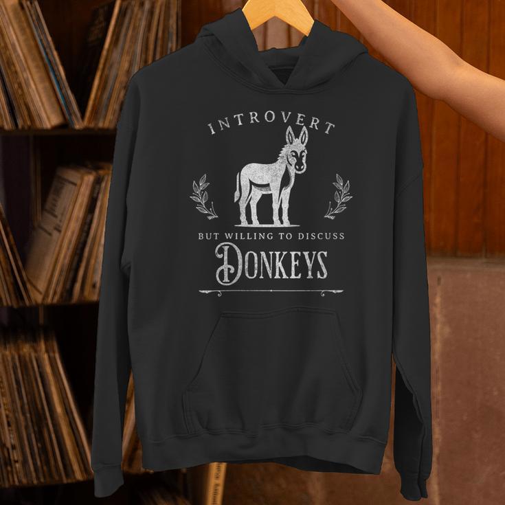 Introvert But Willing To Discuss Donkeys Vintage Retro Unisex Hoodie