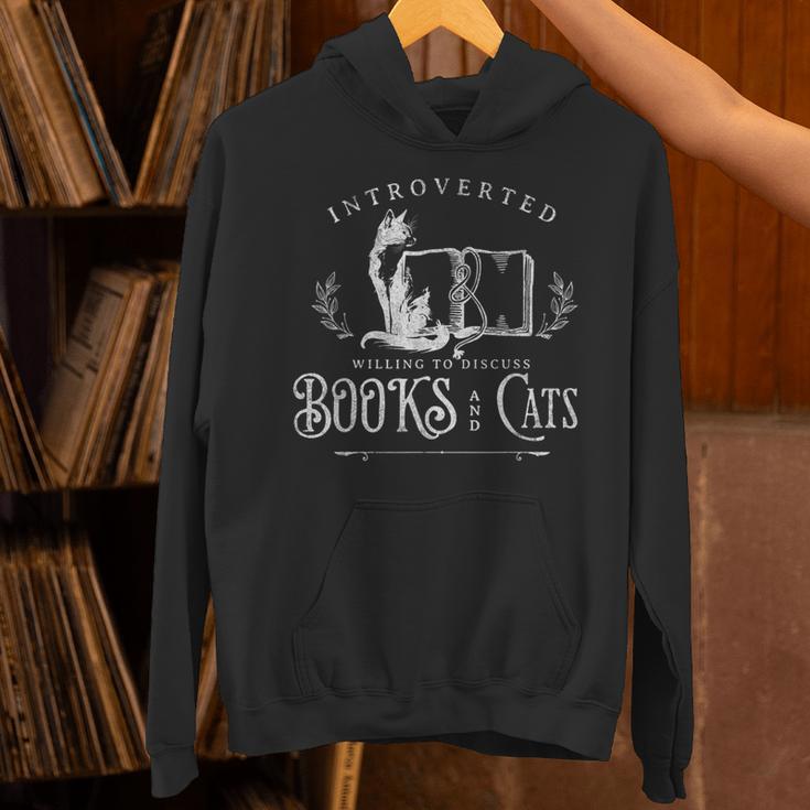 Introverted Willing To Discuss Cats And Books Unisex Hoodie