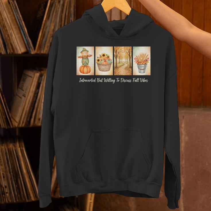 Introverted But Willing To Discuss Fall Vibes Autumn Pumpkin Unisex Hoodie