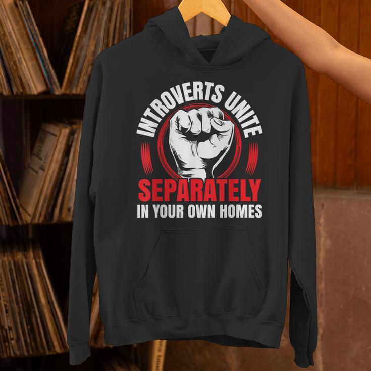 Introverts Unite Separately In Your Own Homes Saying Unisex Hoodie Introverts Unite Separately In Your Own Homes Saying Unisex Hoodie