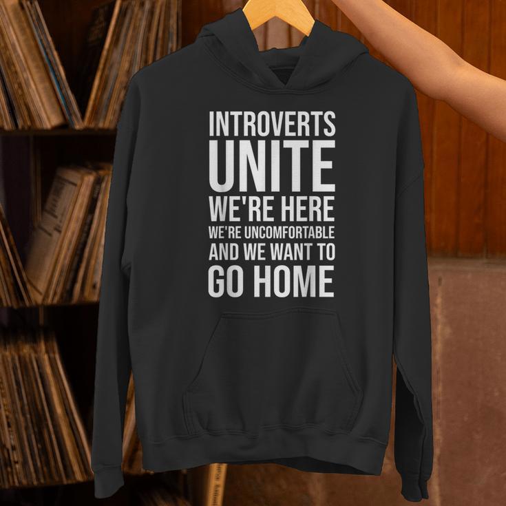 Introverts Unite We'Re Here We'Re Uncomfortable Unisex Hoodie