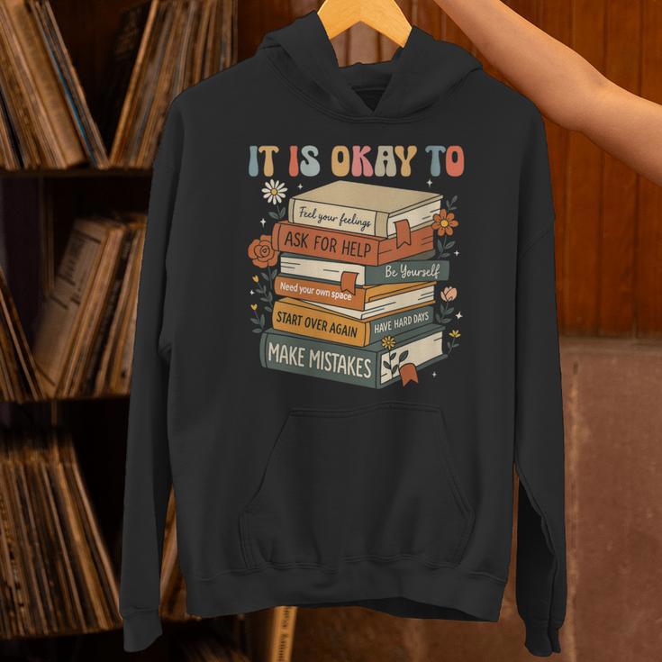 Its Okay Not To Be Okay Mental Health Awareness Floral Books Unisex Hoodie Its Okay Not To Be Okay Mental Health Awareness Floral Books Unisex Hoodie