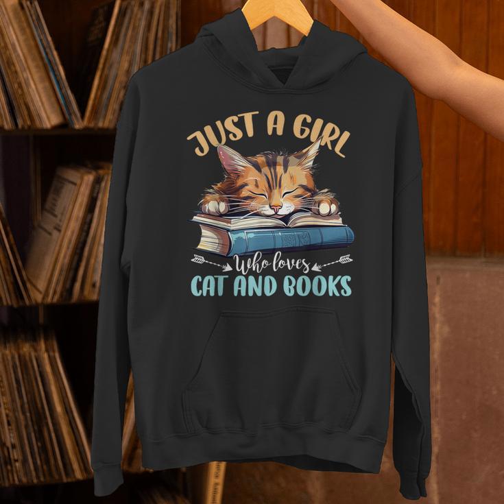 Just a Girl Who Loves Cats And Books Kitties Pet Art Lover Unisex Hoodie Just a Girl Who Loves Cats And Books Kitties Pet Art Lover Unisex Hoodie