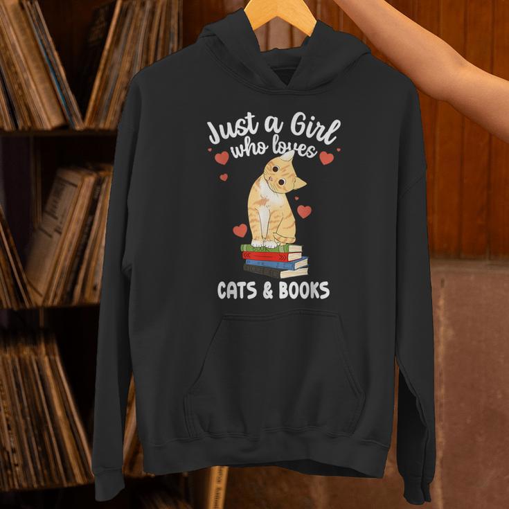 Just a Girl Who Loves Cats And Books Reading Cat & Bookworm Unisex Hoodie Just a Girl Who Loves Cats And Books Reading Cat & Bookworm Unisex Hoodie