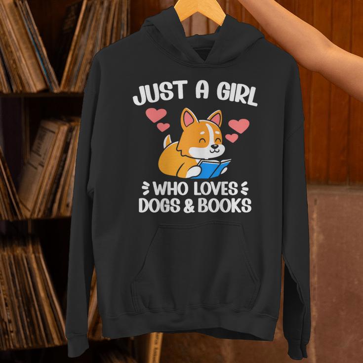 Just A Girl Who Loves Dogs And Books Reading Dog Puppy Lover Unisex Hoodie