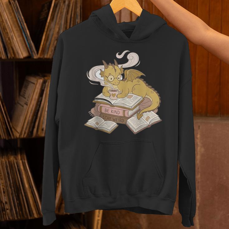 Be Kind Stay Weird Read Books Cute Dragon Unisex Hoodie