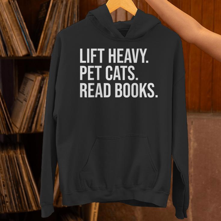 Lift Heavy Pet Cats Read Books Gym Workout Weight Lifter Unisex Hoodie