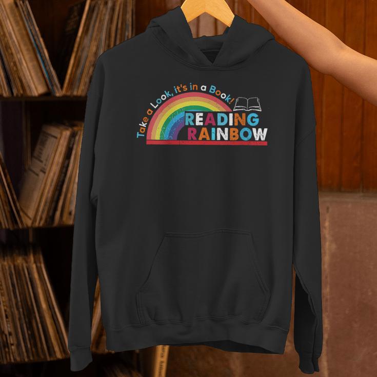 Take A Look A Book Vintage Reading Librarian Rainbow Unisex Hoodie