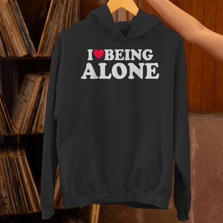 I Love Being Alone Introvert & Anxious Girl Red Heart Unisex Hoodie