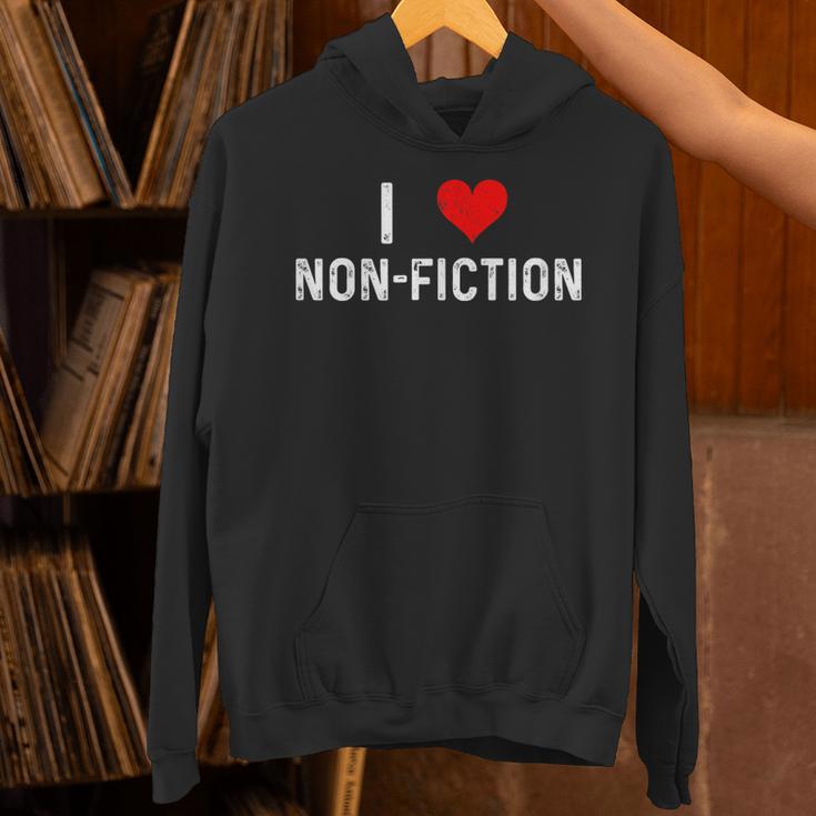 I Love Non Fiction Heart Books Reading Writing Writer Read Unisex Hoodie