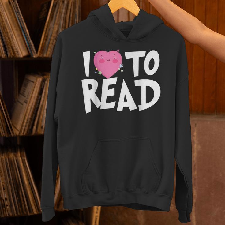 I LOVE TO READ Reading Books Bookworm Library Day Novelty Unisex Hoodie