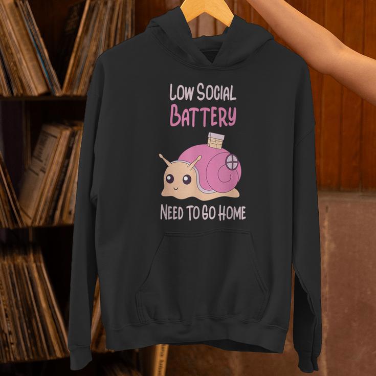 Low Social Battery Cute Snail With House Introvert Cozy Home Unisex Hoodie Low Social Battery Cute Snail With House Introvert Cozy Home Unisex Hoodie