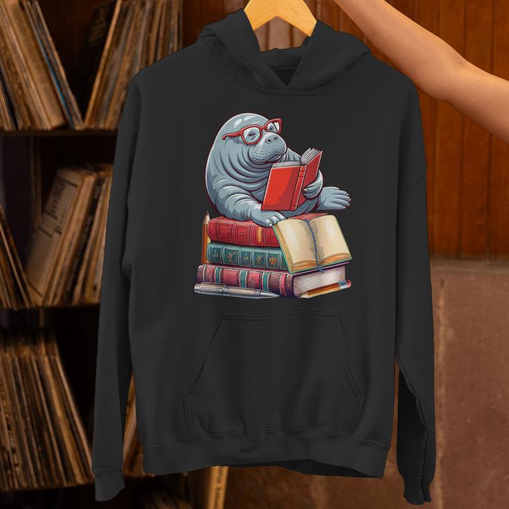 Manatee Reading Books Matching Bookworm Readers Librarian Unisex Hoodie