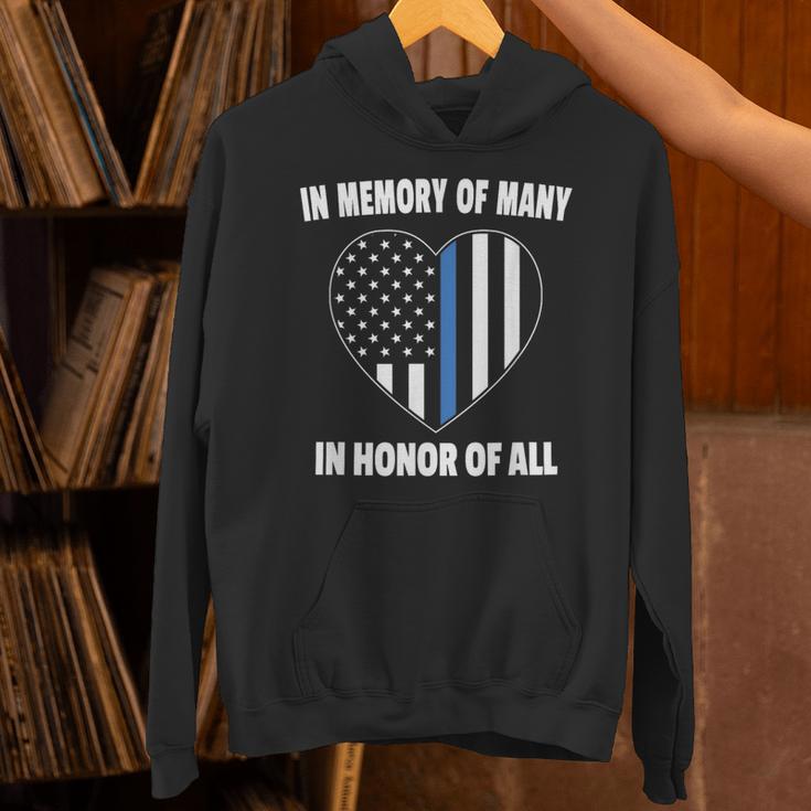In Memory Of Many Honor Of All Blue Line American Flag Hear Unisex Hoodie In Memory Of Many Honor Of All Blue Line American Flag Hear Unisex Hoodie