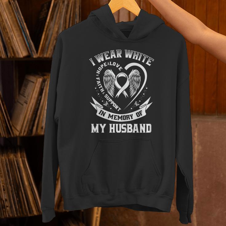 In Memory Of My Husband Lung Cancer Awareness Graphic Unisex Hoodie In Memory Of My Husband Lung Cancer Awareness Graphic Unisex Hoodie