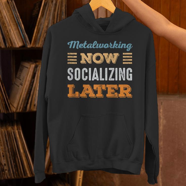 Metalworking Now Minimal Socializing Introvert Vintage Unisex Hoodie