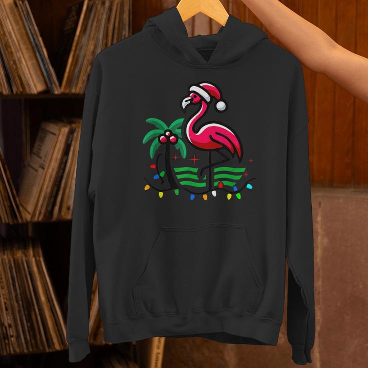 Nostalgia Holiday Tees -Adult Christmas Flamingo Small Short Sleeve Crew Neck Cotton Polyester Lightweight Ribbed Cuff Winter Unisex Hoodie