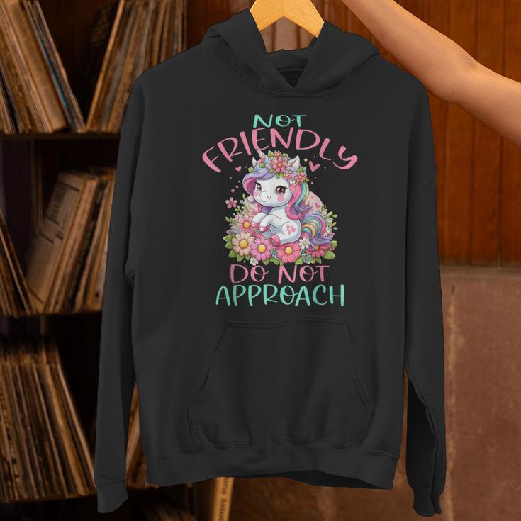 Not Friendly Do Not Approach Women & Girls Unicorn Cute Introvert & Humor Lovers For Women V-Neck Classic Fit Modern Short Sleeve Unisex Hoodie