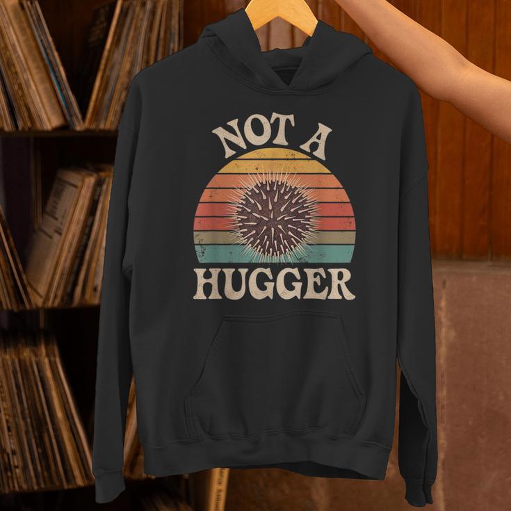 Not A Hugger Retro Sea Urchin Sarcastic Introvert Unisex Hoodie