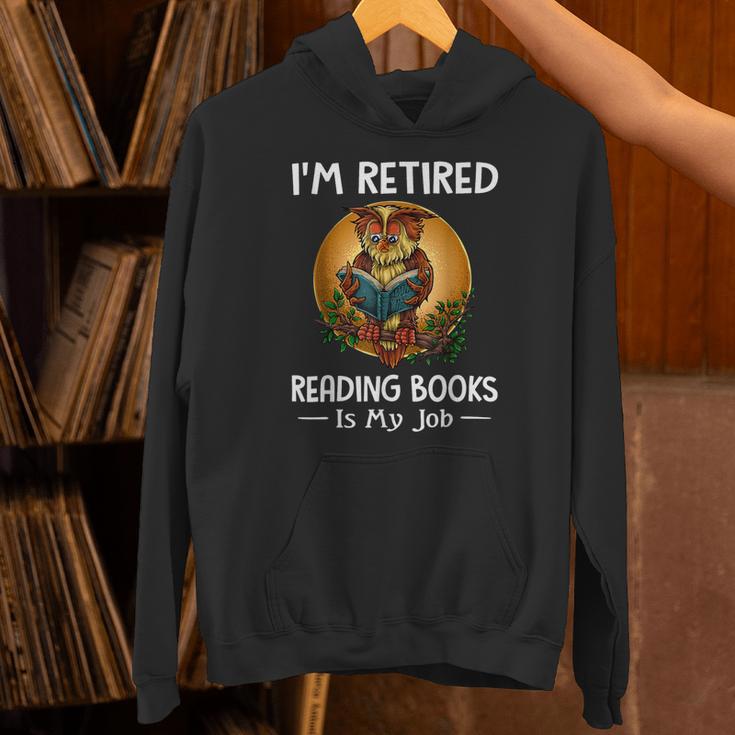 Owl I'm Retired Reading Books Is My Job Unisex Hoodie