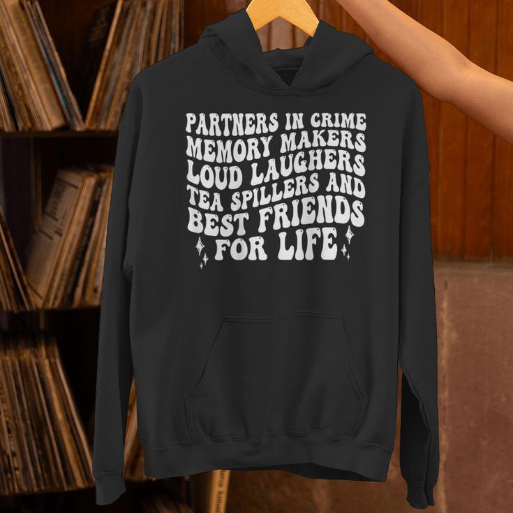 Partners In Crime Memory Makers Loud Laughers Tea On Back Unisex Hoodie