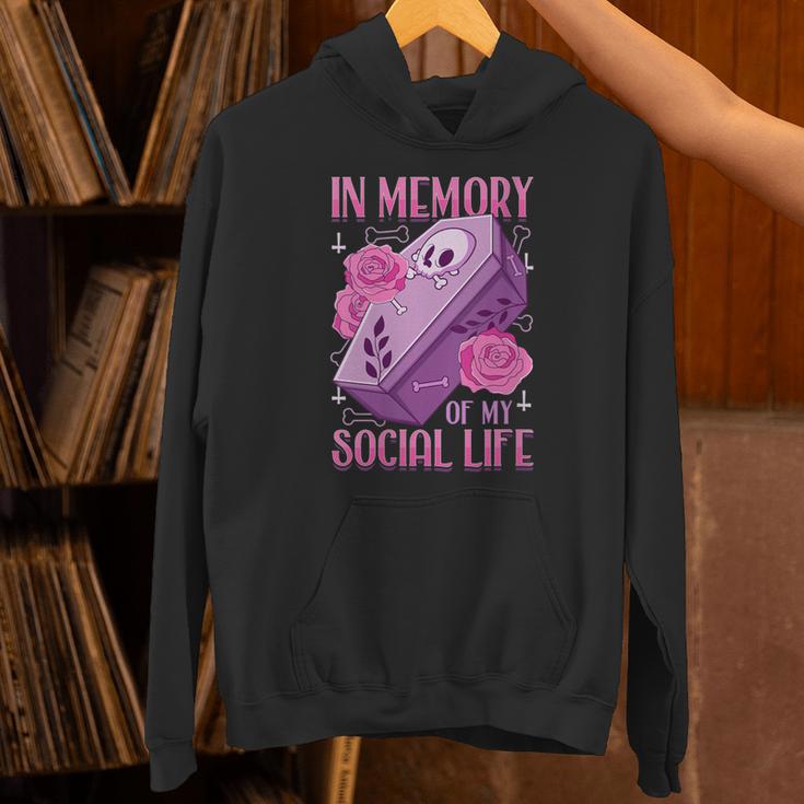 Pastel Goth In Memory Of My Social Life Coffin & Pink Roses Unisex Hoodie