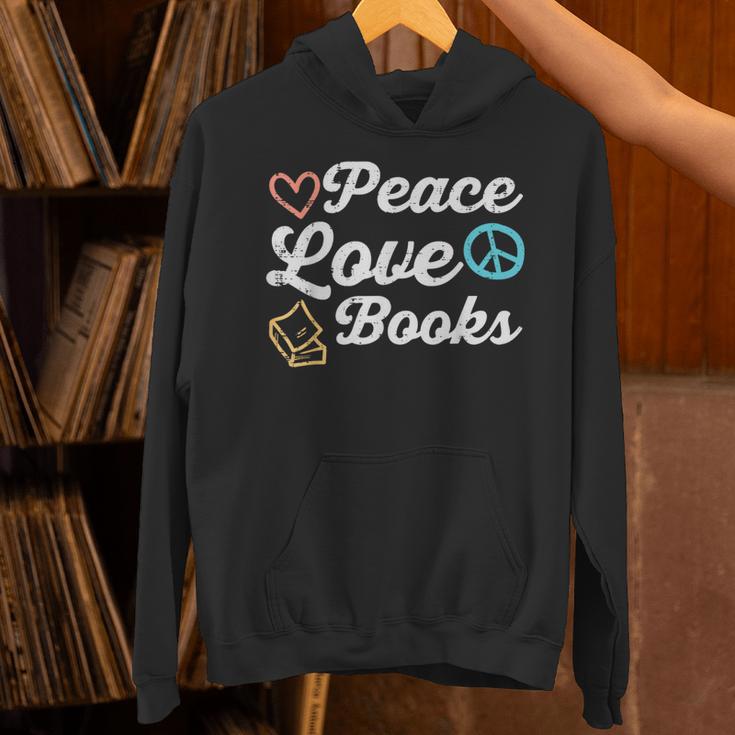 Peace Love Books Read Book Reading Librarian Across America Unisex Hoodie