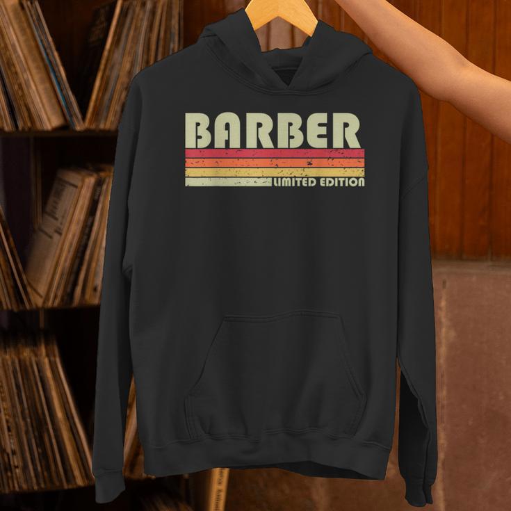 Personal Christmas Retro Vintage Graduation BARBER Job Title Profession Birthday Worker Idea Unisex Hoodie