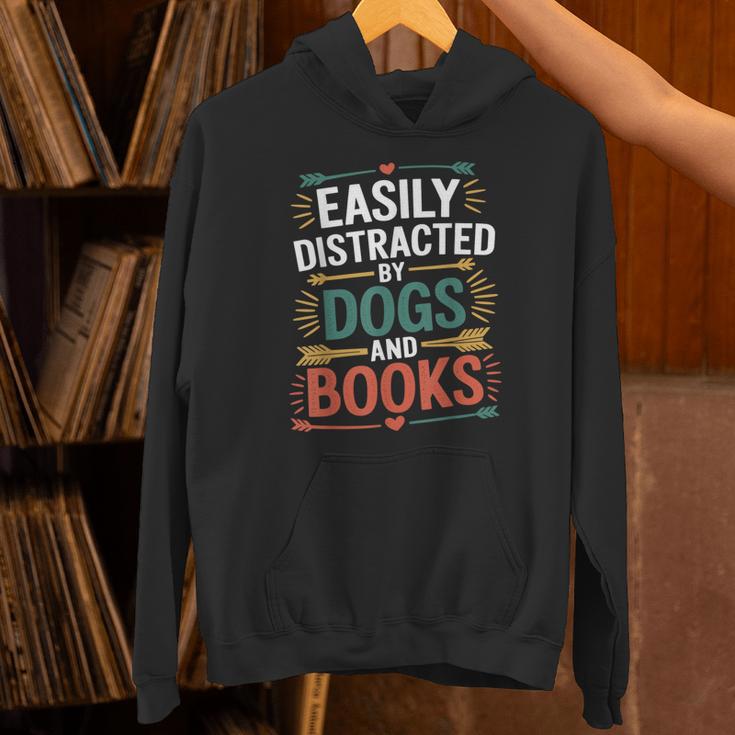 Pet Lover Joke Easily Distracted By Dogs And Books Men Unisex Hoodie