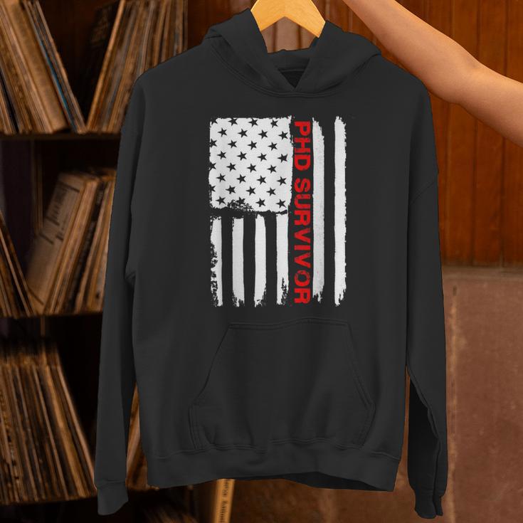 PhD Survivor Graduation American Flag Shirt Degree Tee Women Kids Men Unisex Hoodie