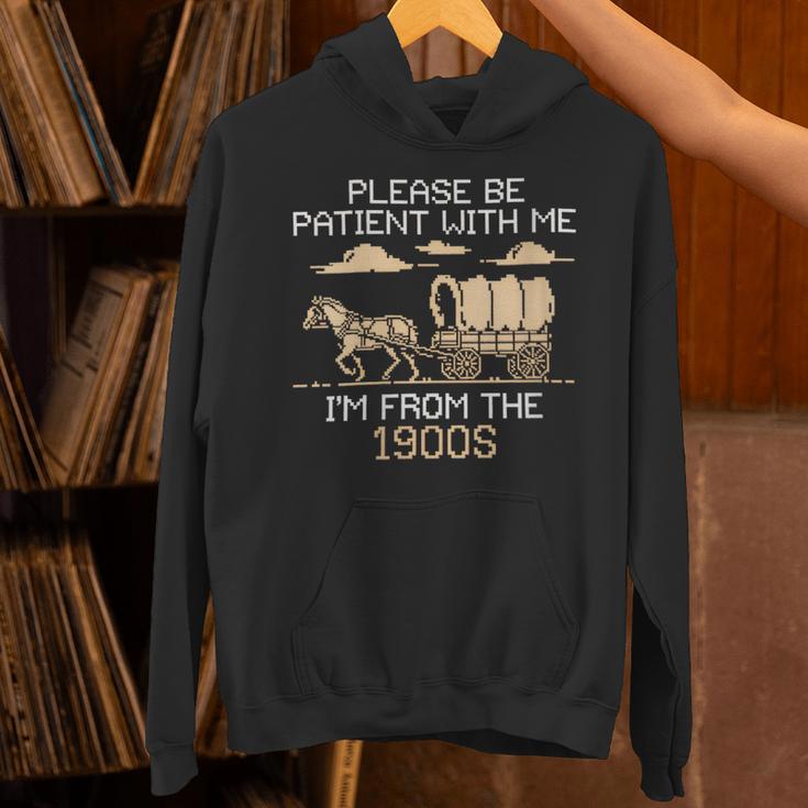 Please Be Patient I'm From The 1900s Retro Pixel Horse Wagon Unisex Hoodie