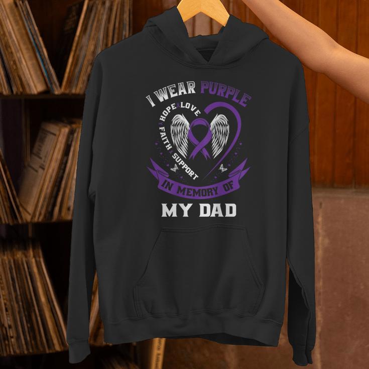 Purple In Memory Of My Dad Pancreatic Cancer Back Graphic Unisex Hoodie