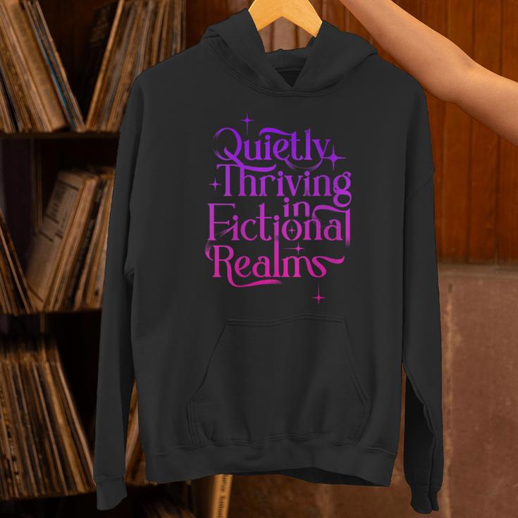 Quietly Thriving In Fictional Realms Book Lovers Unisex Hoodie