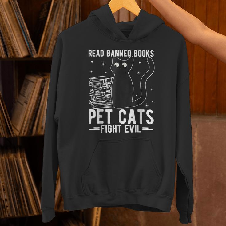 Read Banned Books Pet Cats Fight Evil Read Banned Books Unisex Hoodie