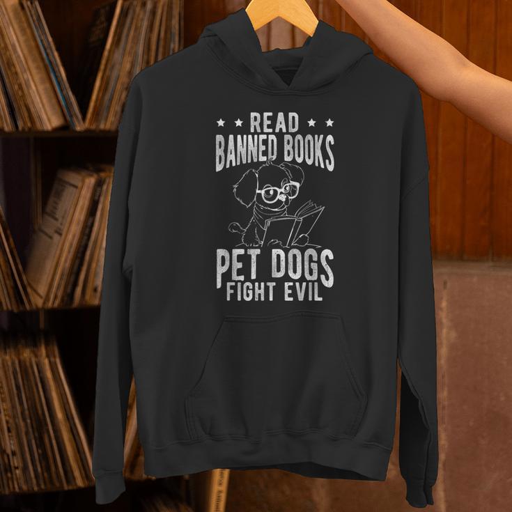 Read Banned Books PET DOGS FIGHT EVIL Read Books Reader Unisex Hoodie