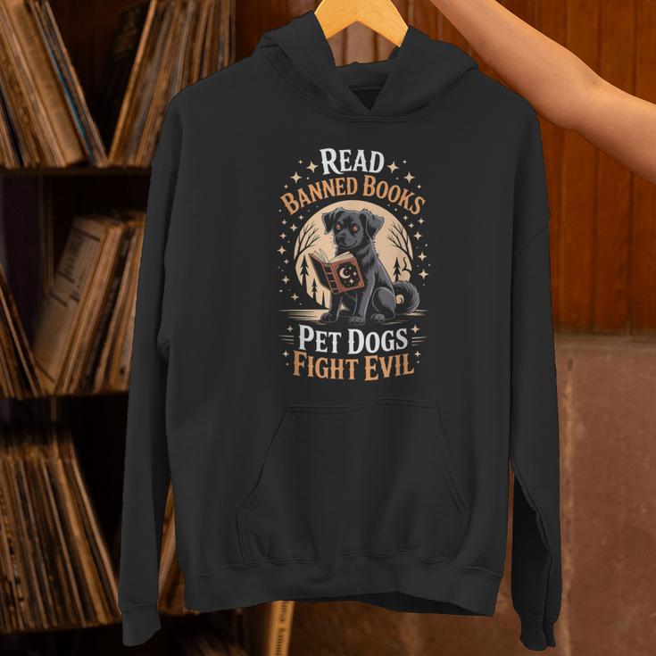 Read Banned Books PET DOGS FIGHT EVIL Read Books Reading Unisex Hoodie