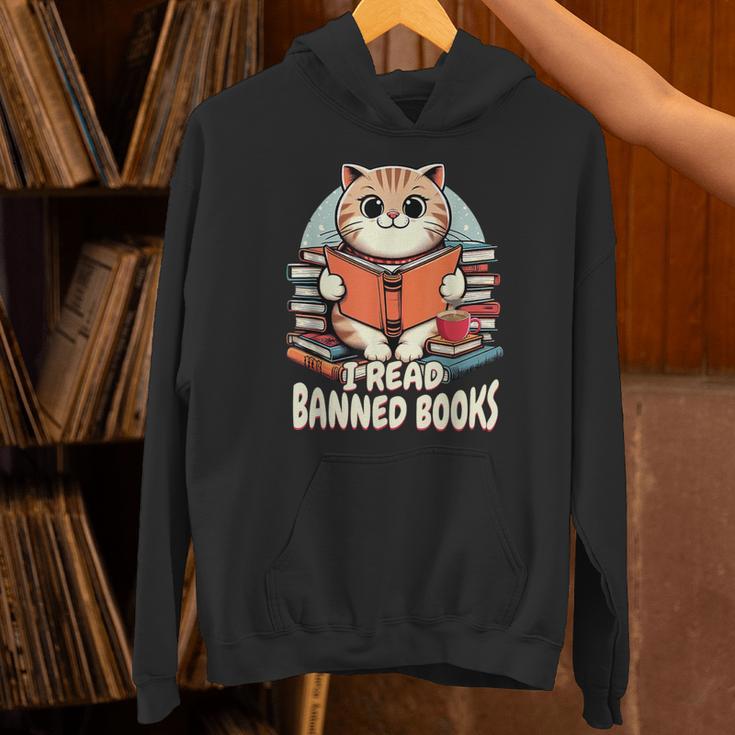 I Read Banned Books Shirt Cat Lover Bookworm Reader Men Women Kids Unisex Hoodie
