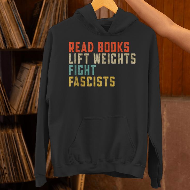 Read Books Lift Weights Fight Fascists Reading Unisex Hoodie