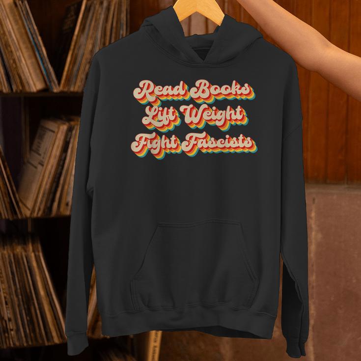 Read Books Lift Weights Fight Fascists Retro Reading Unisex Hoodie